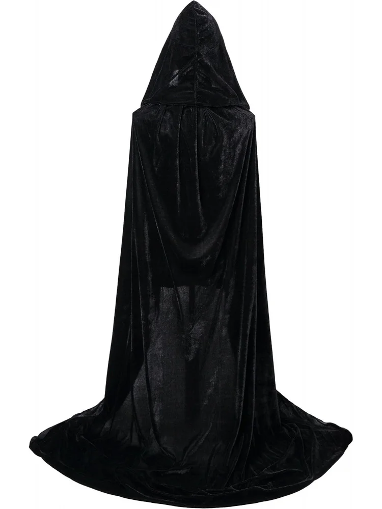 Unisex Adults Hooded Cloak Velvet Cape for Halloween Cosplay Costumes, Gothic Steampunk Victorian Style, For Vampires Wizards
