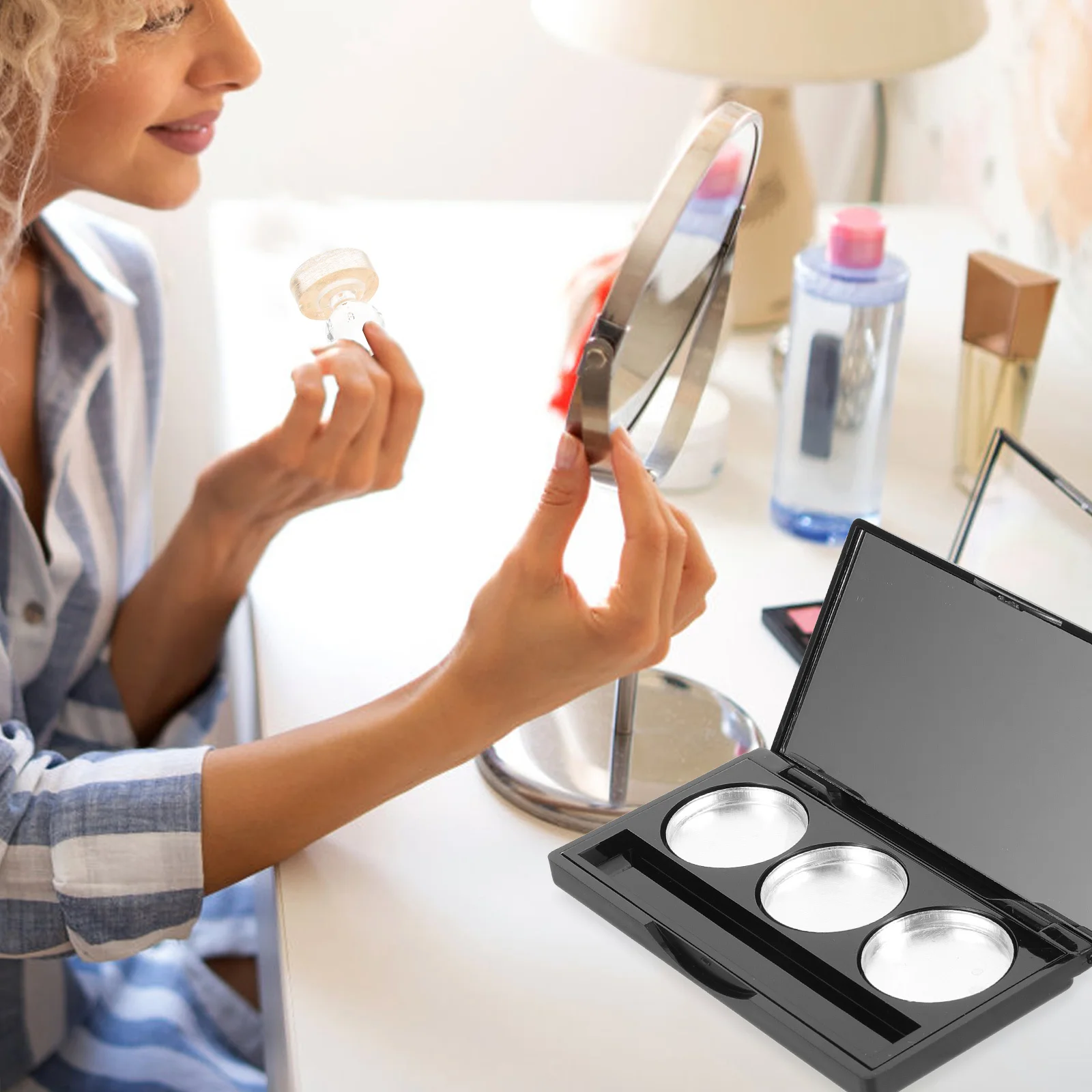 1 set tavolozza di ombretti vuota robusto contenitore per trucco leggero specchio compatto fai da te fard balsamo per labbra supporto tavolozza di ombretti