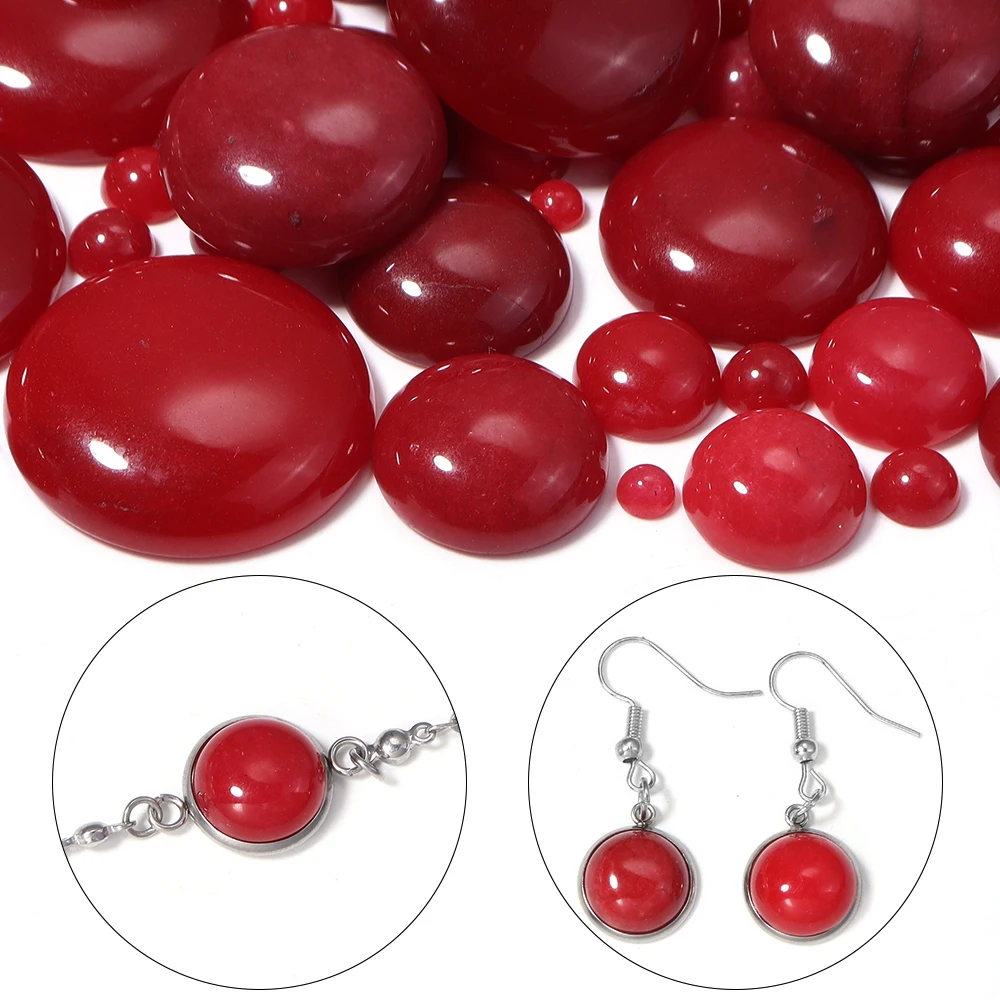 5-10pcs/lot 4/6/8/10/12/16/20/25mm Round Jade Cabochons Natural Stone Cabochon Beads For Diy Ring Brooch Pendant Jewelry Making