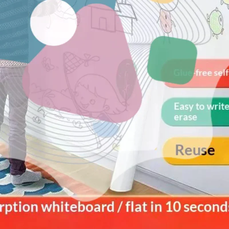 Electrostatic Whiteboard Sticker Removable Reusable Erasable PP For Teaching Graffiti Drawing Household Use