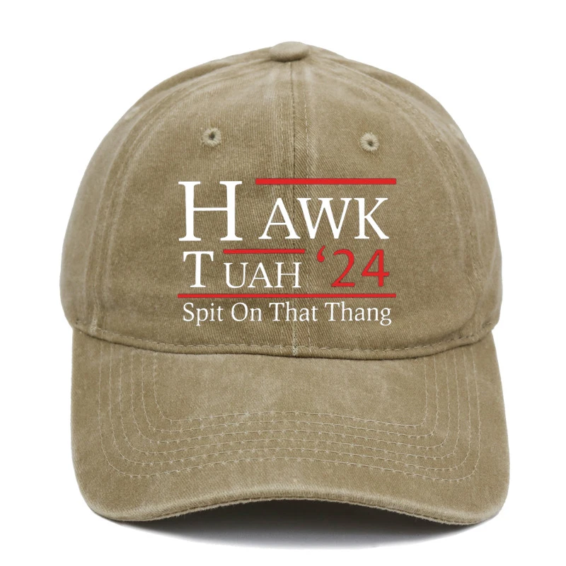 Hawk Tuah Spit On That Thang Printed Washed Baseball Cap For Men Funny Duckbill Cap Fashionable Baseball Cap Balaclava Hat