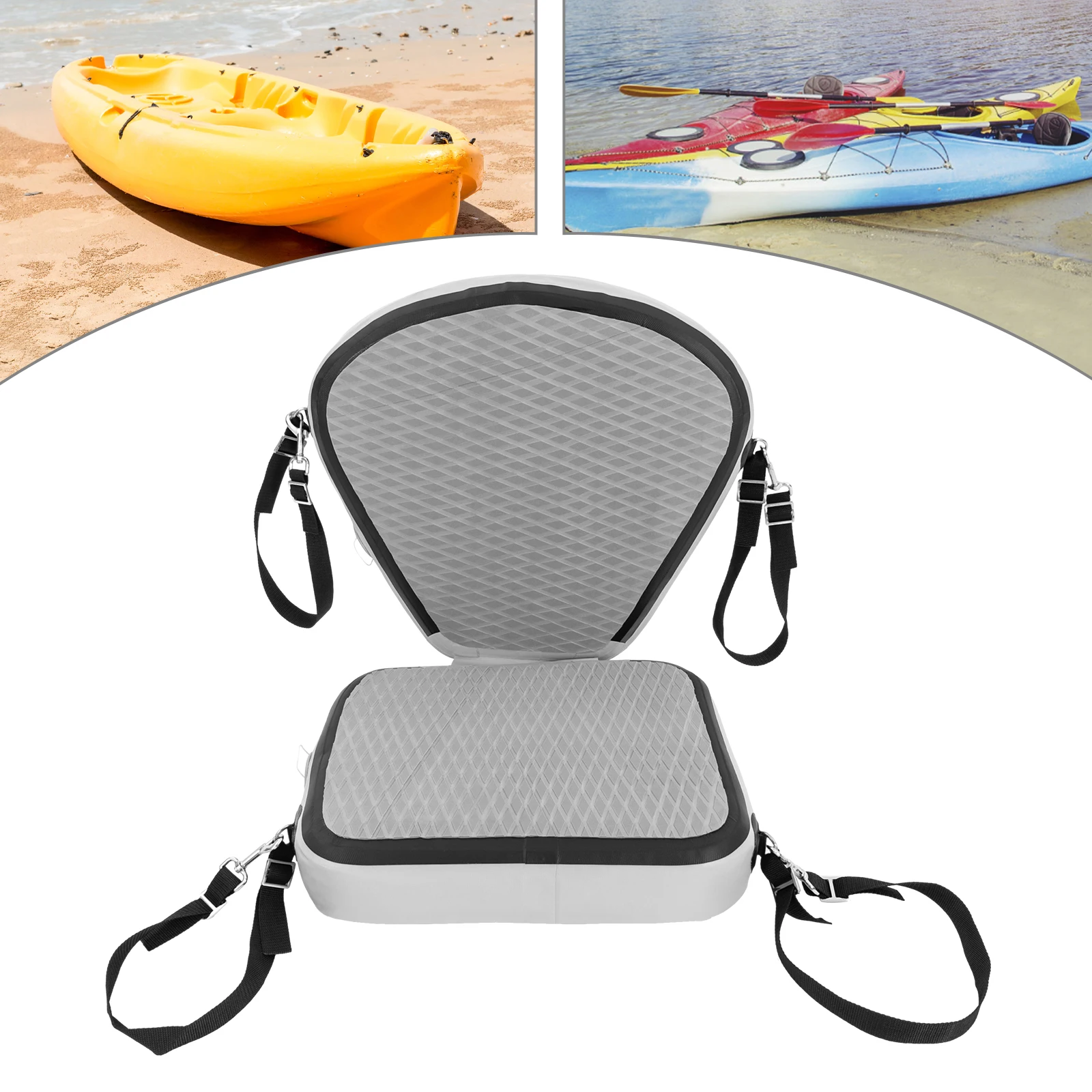 

Inflatable Kayak Seat Portable Thicken Cushion Padded with Back Support Adjustable Strap for Canoeing Drifting Rafting Fishing