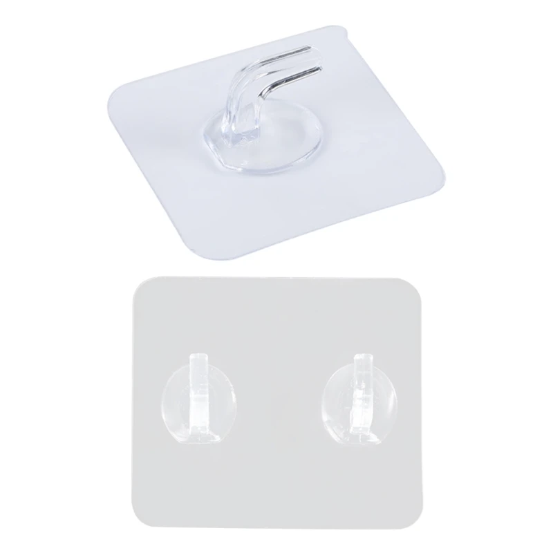 H55A Set of 10 Self Wall Hooks Easy to Install Clear Hooks Bathroom Towel Hooks