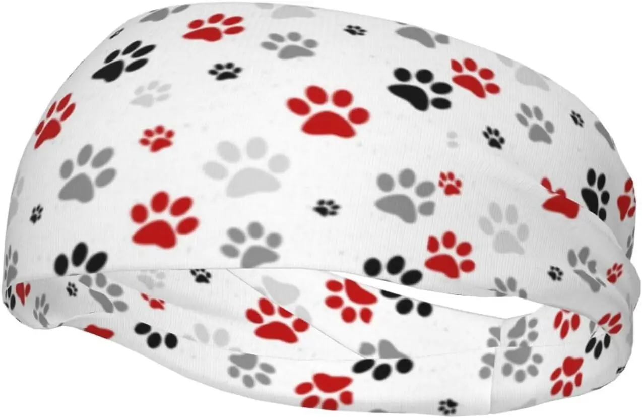 

Colorful Dog Paw Print Headbands Non Slip Sweatband Fashion Summer Hair Bands for Tennis,Basketball,Running,Gym,Working Out