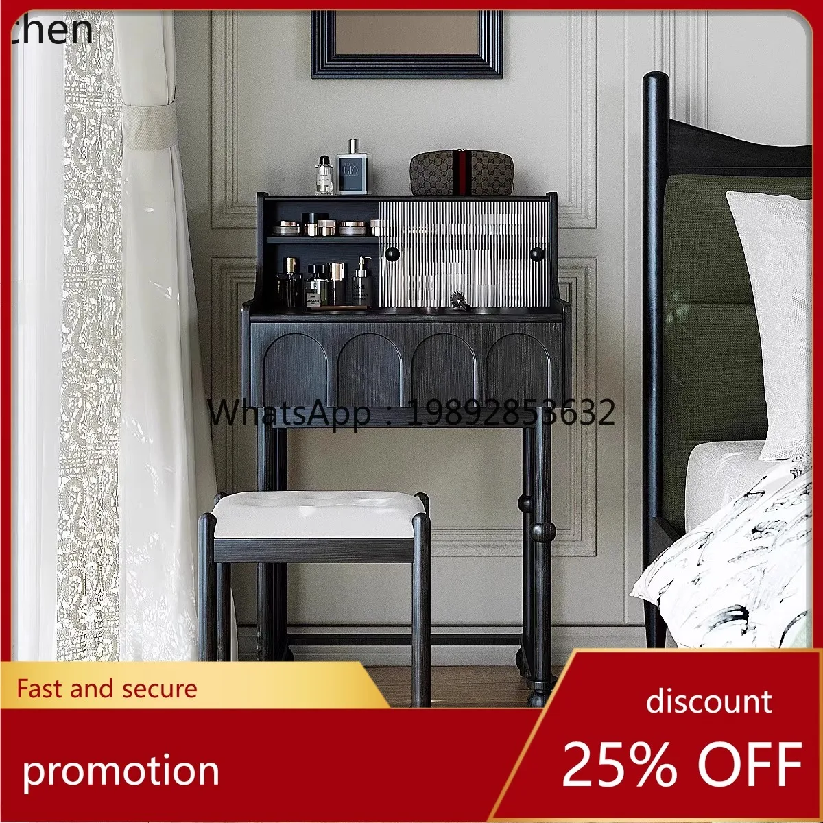 

AA Dressing Table and Chest of Drawers Integrated Bedroom Vintage Style Flip Desk Makeup Table