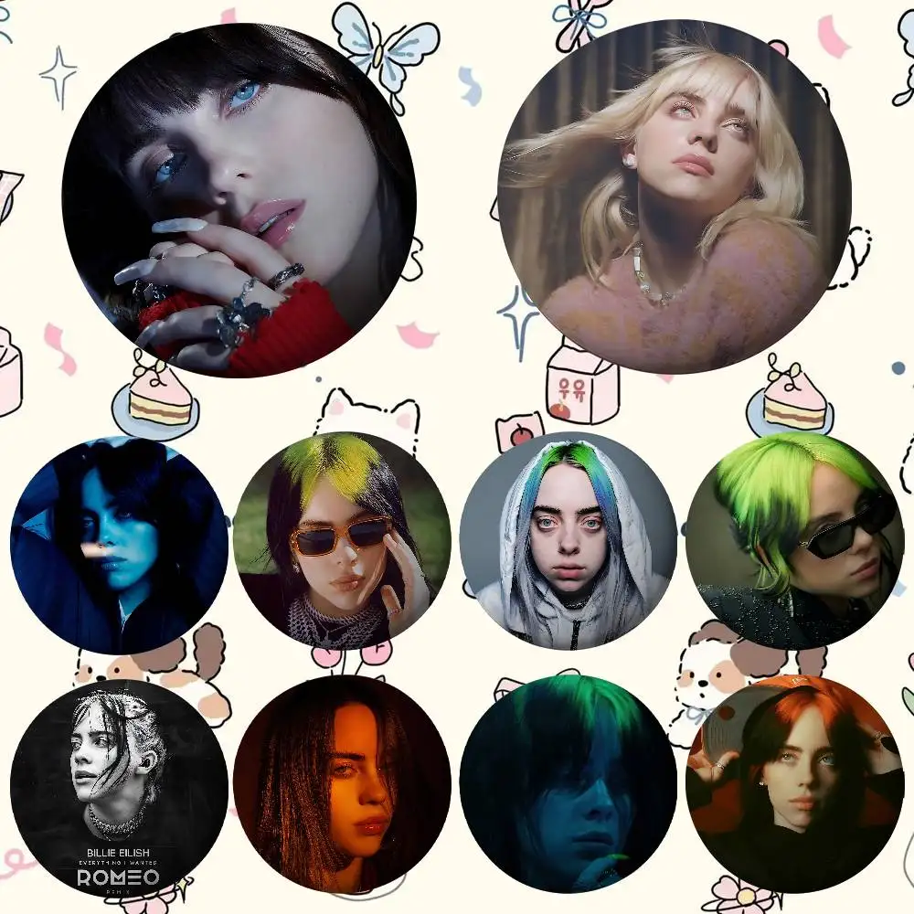 Sängerin Billie Eilish Cover-Broschen Lustige Meme-Anstecker Modeschmuck Geschenke