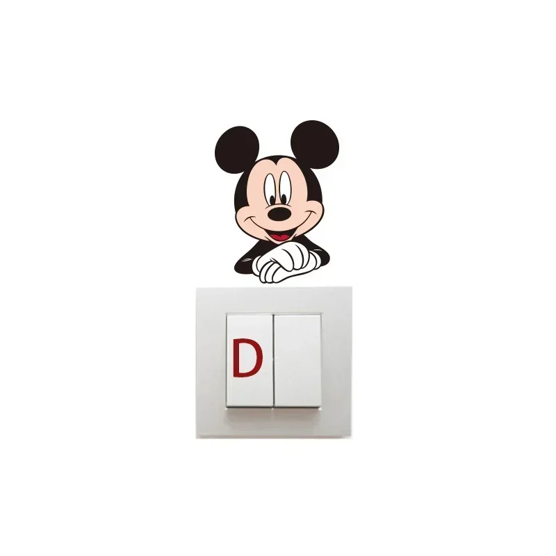 Disney Anime Figuur Mickey Minnie Mouse Schakelaar Muur Sticker Decoratie Voor Kinderen Slaapkamer Woonkamer Verjaardagscadeautjes