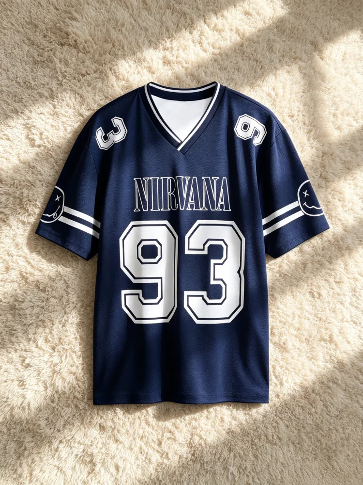 2026 Summer New Rock Band Nirvana Football Jersey T-shirt Men Women Sport Breathable Quick Drying Street Family Kids Tees Unisex