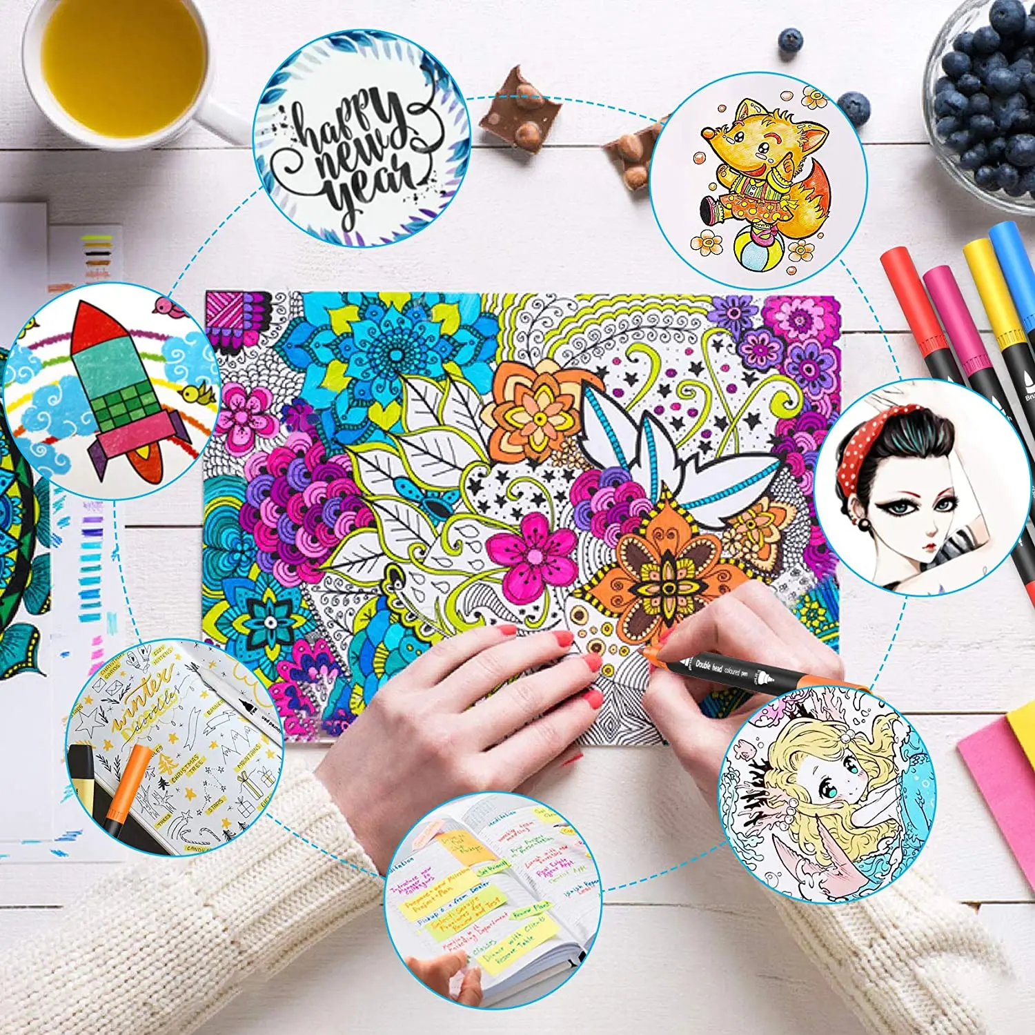 Фломастеры для рисования акварелью, 12/24/36 цветов