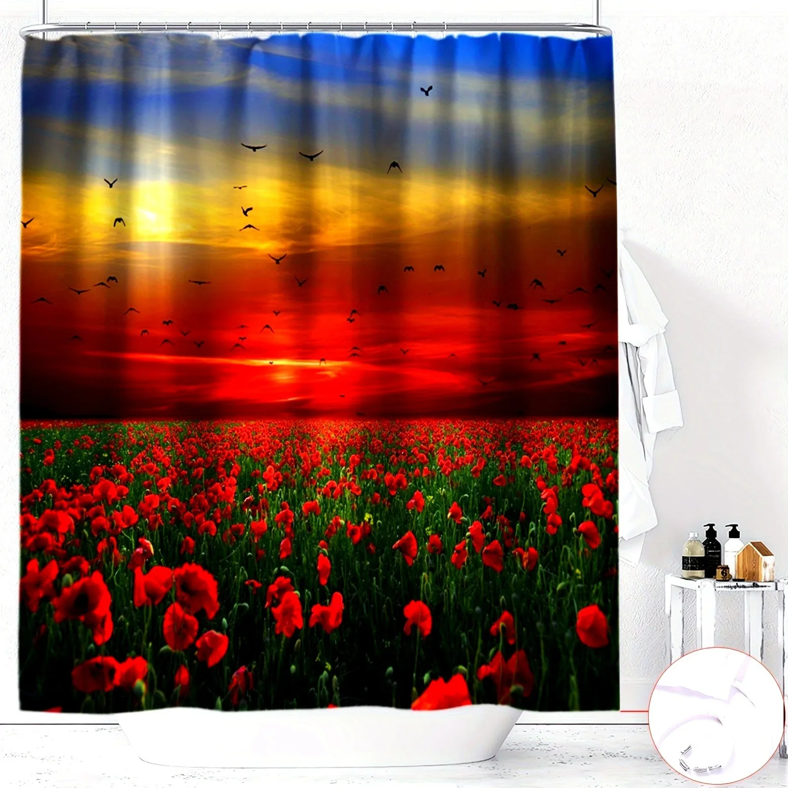 

Занавеска для душа с пейзажем сельских садов, моющаяся грязеотталкивающая насадка для душа, водонепроницаемая полиэстеровая занавеска для ванны