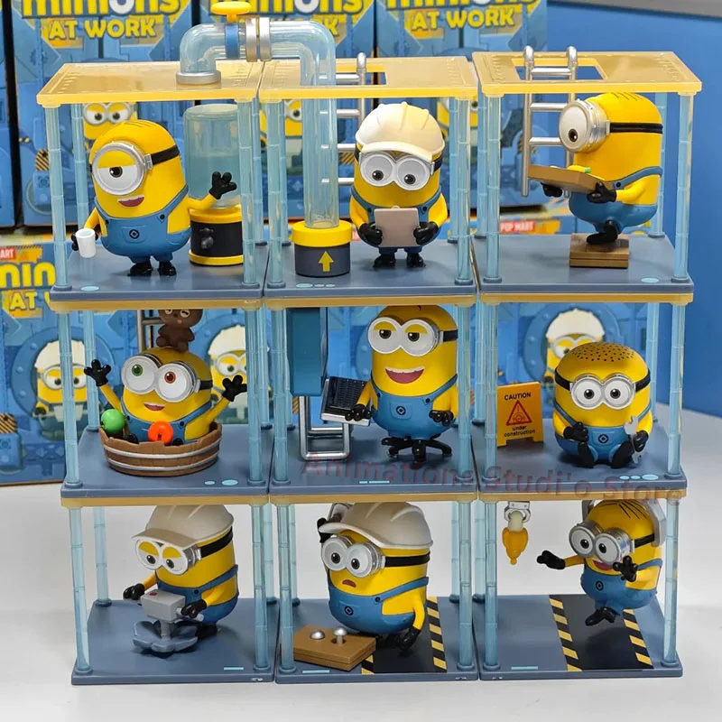 POP MART Minionses At Work Series Action Figures Anime Minionses Dave Stuart Tim Mark Phil Figures Dolls Collects Gifts for Kids