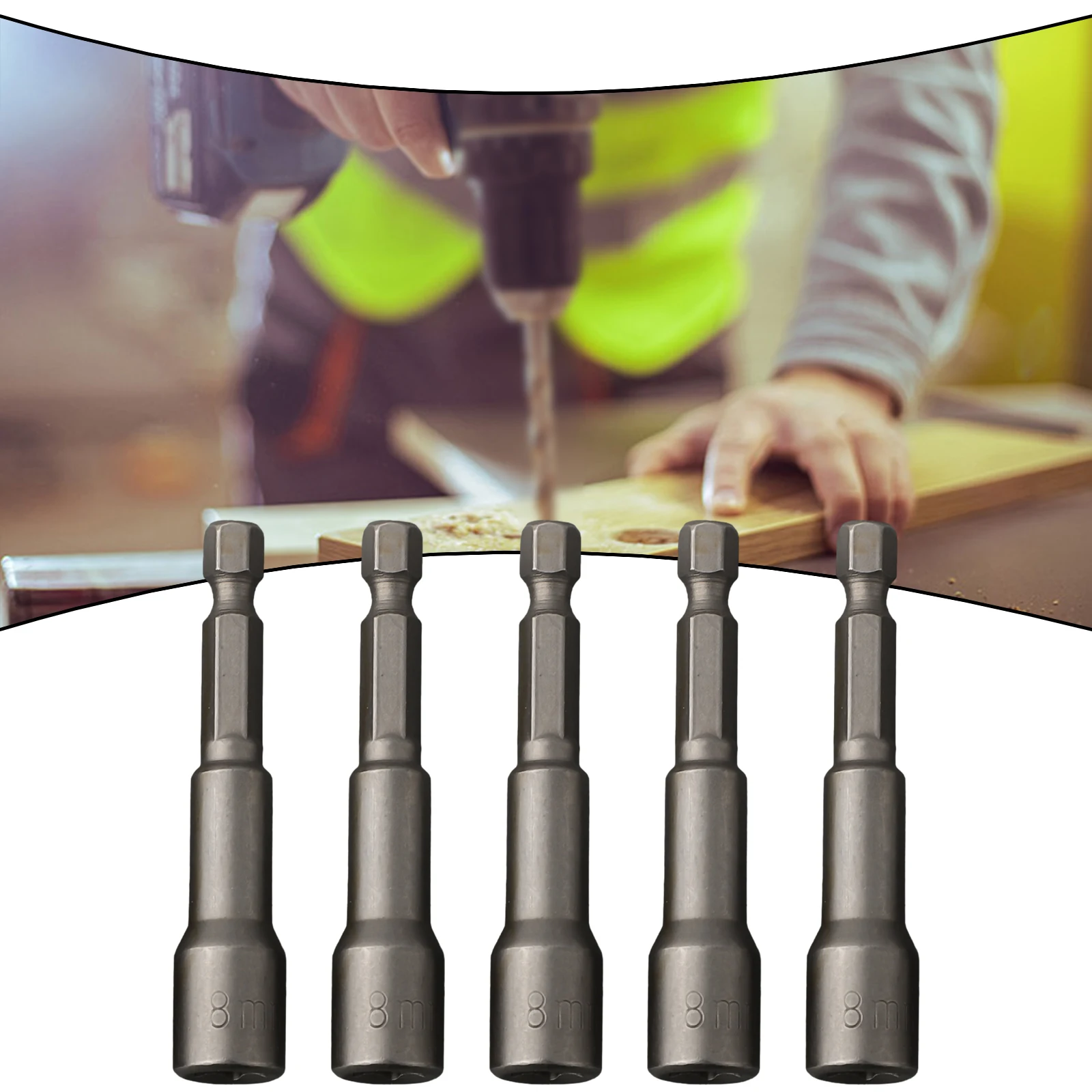 

5Pcs Electric Screwdriver Socket 8 Mm Magnetic Tech Screw Driver Tek Bit Drill Nut Setter Roofing Cladding Rechargeable Drill