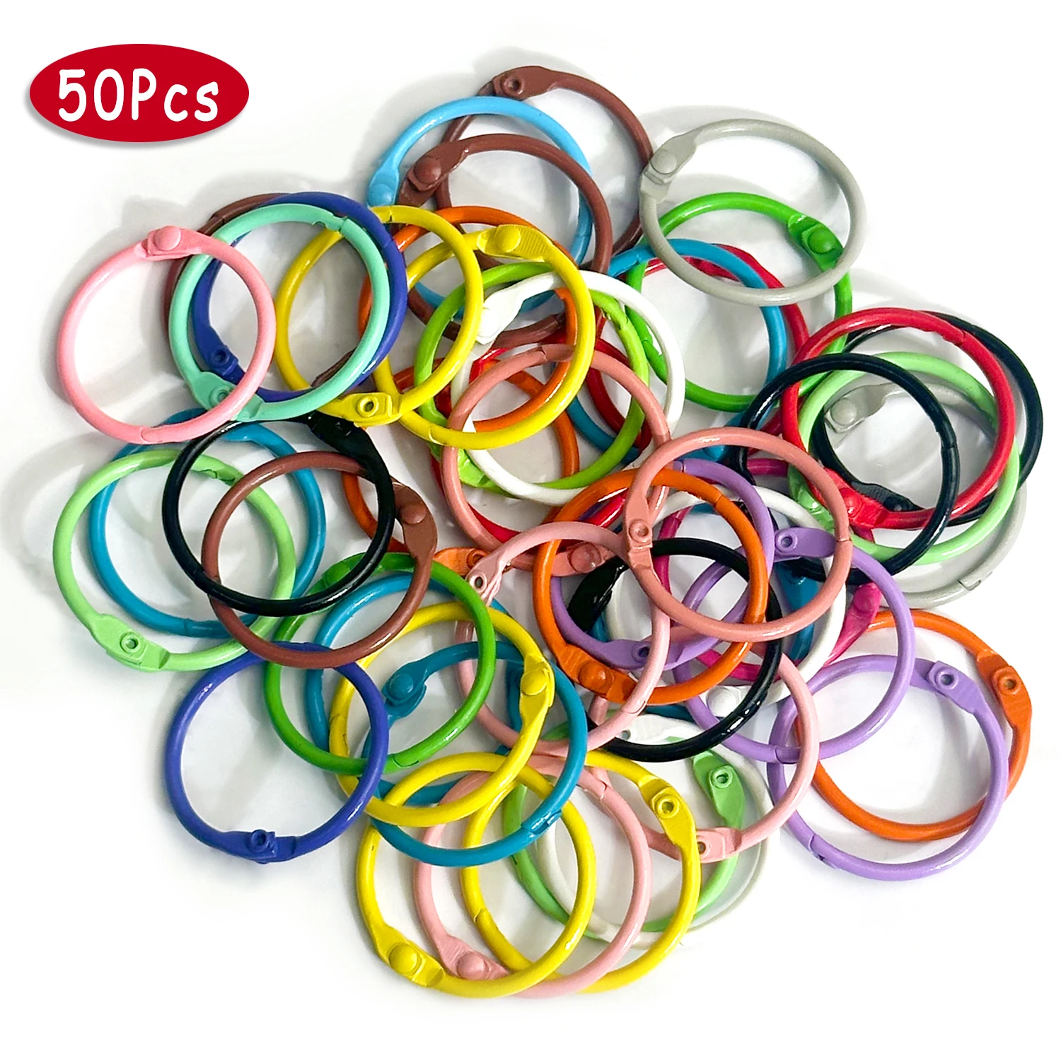 50Pcs Color Binder Rings Metal Rings for Index Cards Book Rings Flashcard Rings Key Rings Loose Leaf Binder for School Office