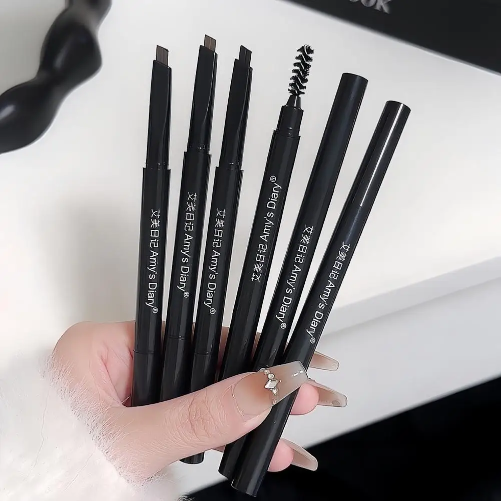 قلم حواجب صلب مزدوج الأطراف يدوم طويلاً مقاوم للماء ناعم غير لامع للحواجب البرية قلم وشم مكياج تجميل العين #2