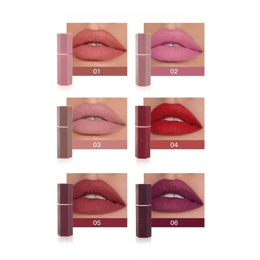 Nude Velvet Matte Lipsticks para mulheres, impermeável, duradouro, hidratante Lip Stick, não desbotando, antiaderente, brilho labial, maquiagem