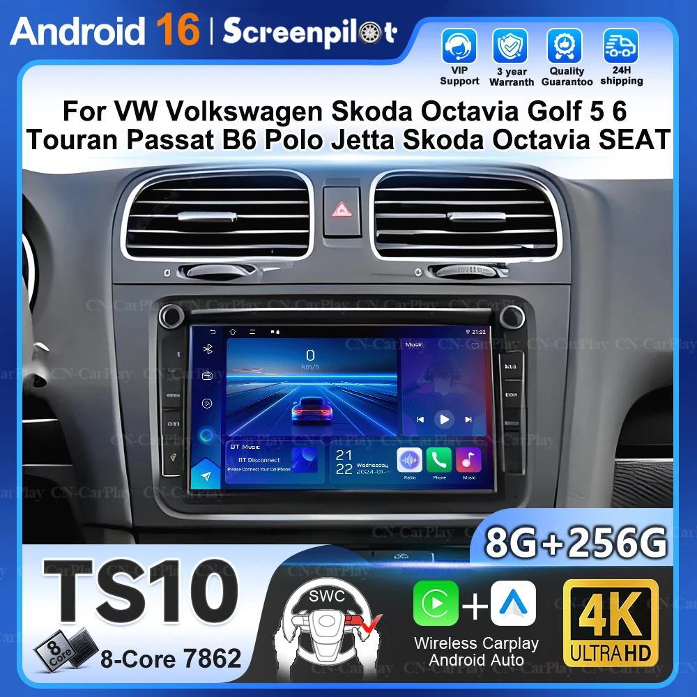 

8” Android Car Radio For Vw Volkswagen Skoda Octavia Golf 5 6 Touran Passat B6 Polo Jetta Skoda Octavia Seat Multimedia Player