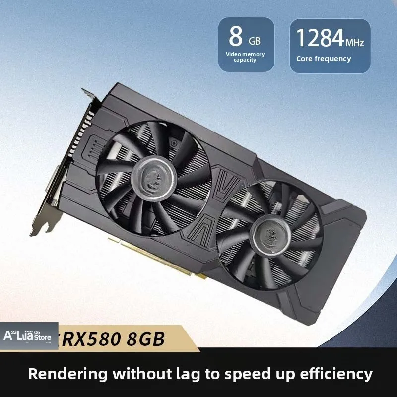 RX580 8GB Graphics Card Full Port Output Cooling Fan for Gaming Design Work PC 깃대