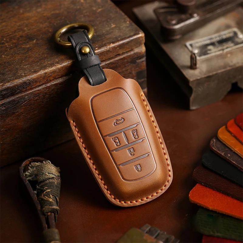 Car Key Case Leather Cover for 4 5 Button Toyota Alphard Vellfire Sienna Senna Keyring Holder Shell