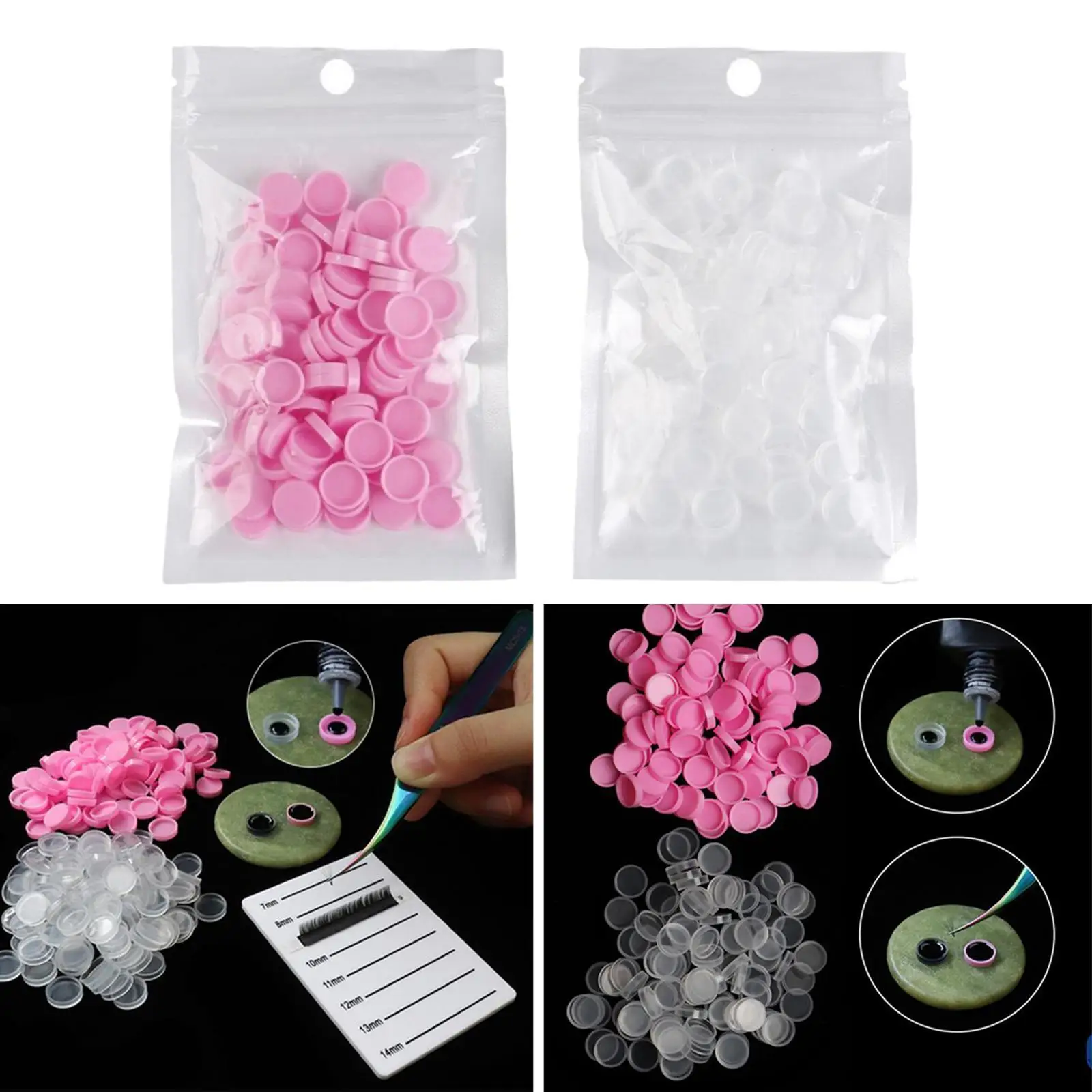 QTY:100 Extensions Adhesive Glue Pigment Cups Pallet Lash Stand