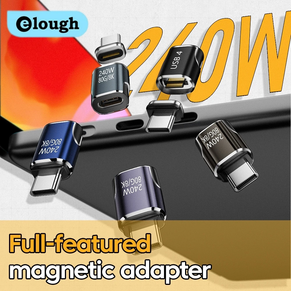 

Elough PD 240w Full-Function Magnetic Adapter Type-C to USB 4.0 80gbps Transmission for iphone 1516 Samsung Audio Adapters