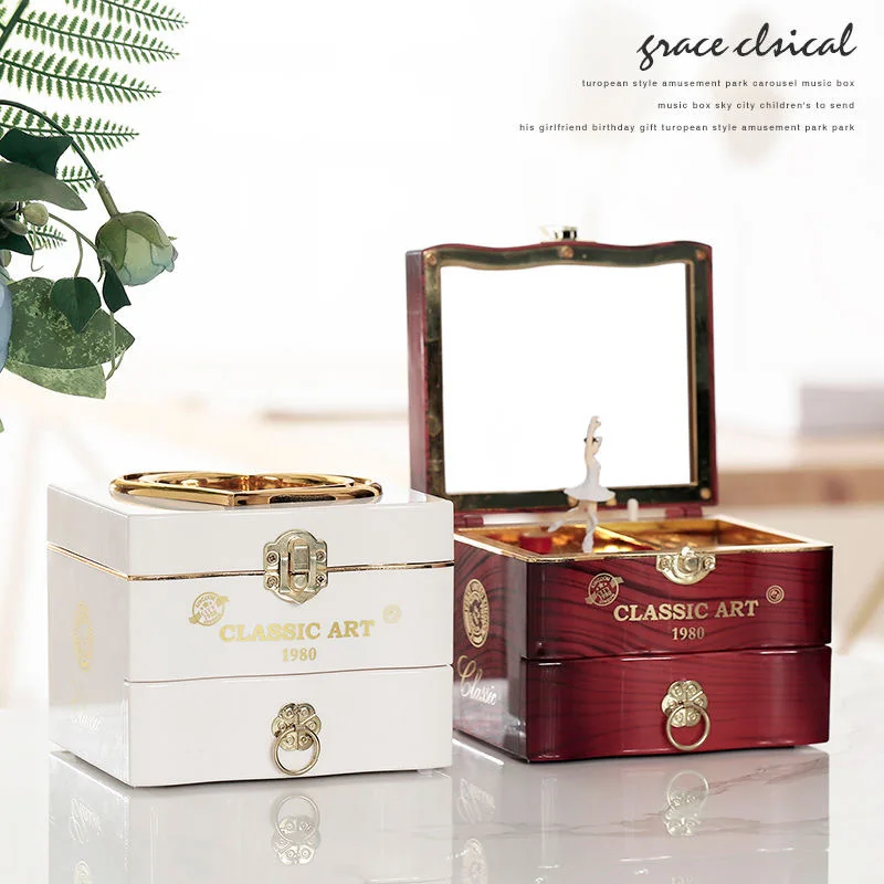 

Musical Box With Rotating Dancing Girl Retro Engraved Mini Romantic Jewelry Box Classical Christmas Decoration Christmas Gift