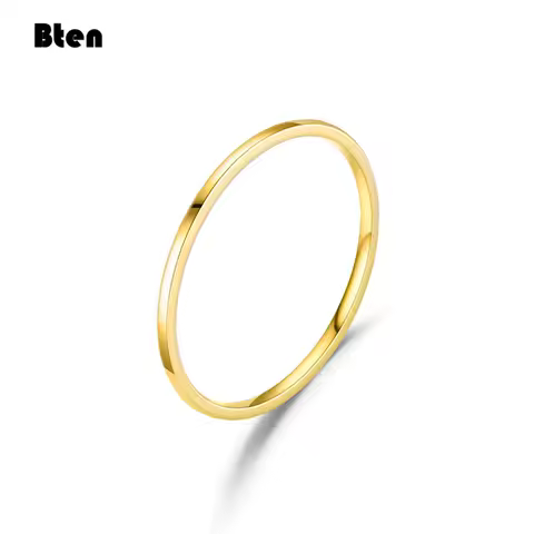 Bten 1MM Thin Titanium Steel Silver Color Couple Ring Simple Fashion Rose Gold Color Finger Ring For Women And Men Mens Gifts