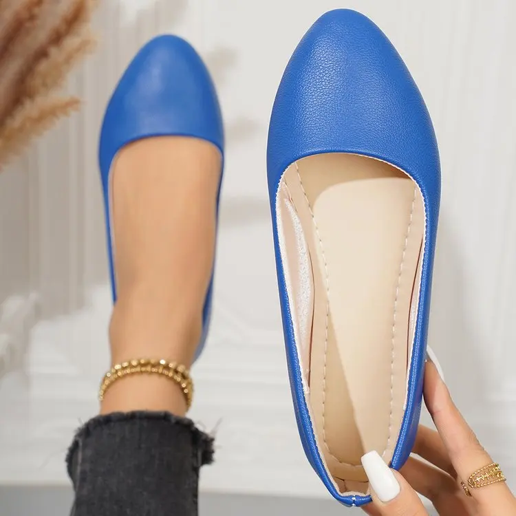 Einfarbige Ballerinas für Damen mit spitzer Zehenpartie, leicht und bequem, zum Hineinschlüpfen, für Alltag, Büro, Schule und Reisen – Detail 6