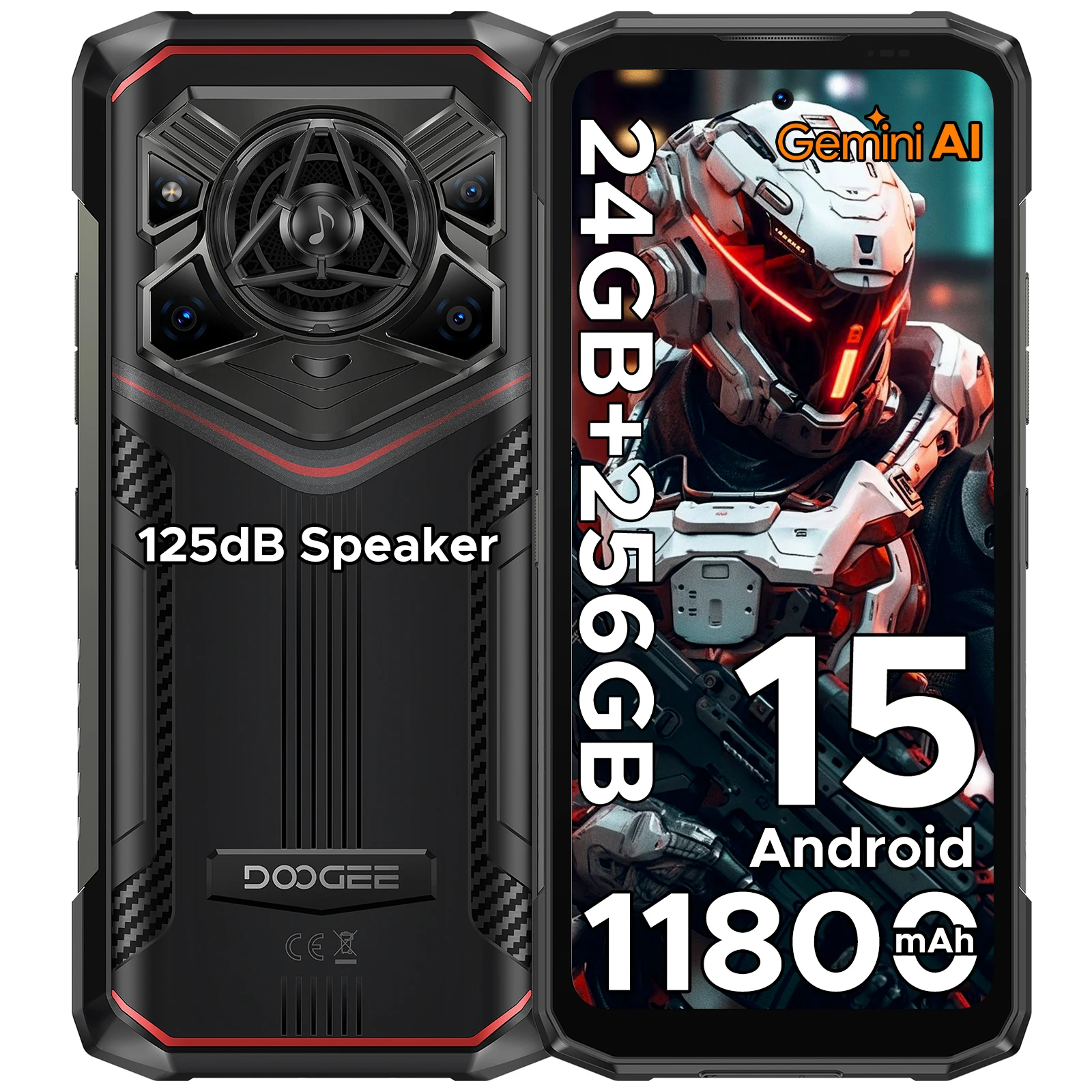DOOGEE Blade20 Pro هاتف متين بشاشة 6.6 بوصة Gemini AI 125dB مكبر صوت بطارية 11800 مللي أمبير في الساعة 24 جيجابايت (6 + 18) 256 جيجابايت أندرويد 15 NFC هاتف ذكي