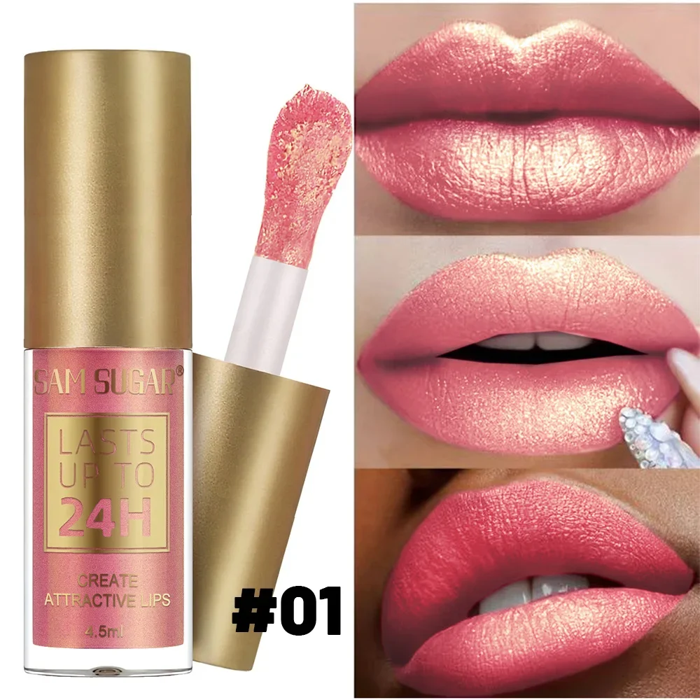 6-kleuren glitter lipglazuur waterdichte diamant glans lipgloss sprankelende vloeibare lippenstift langdurige lipmake-up voor vrouwen