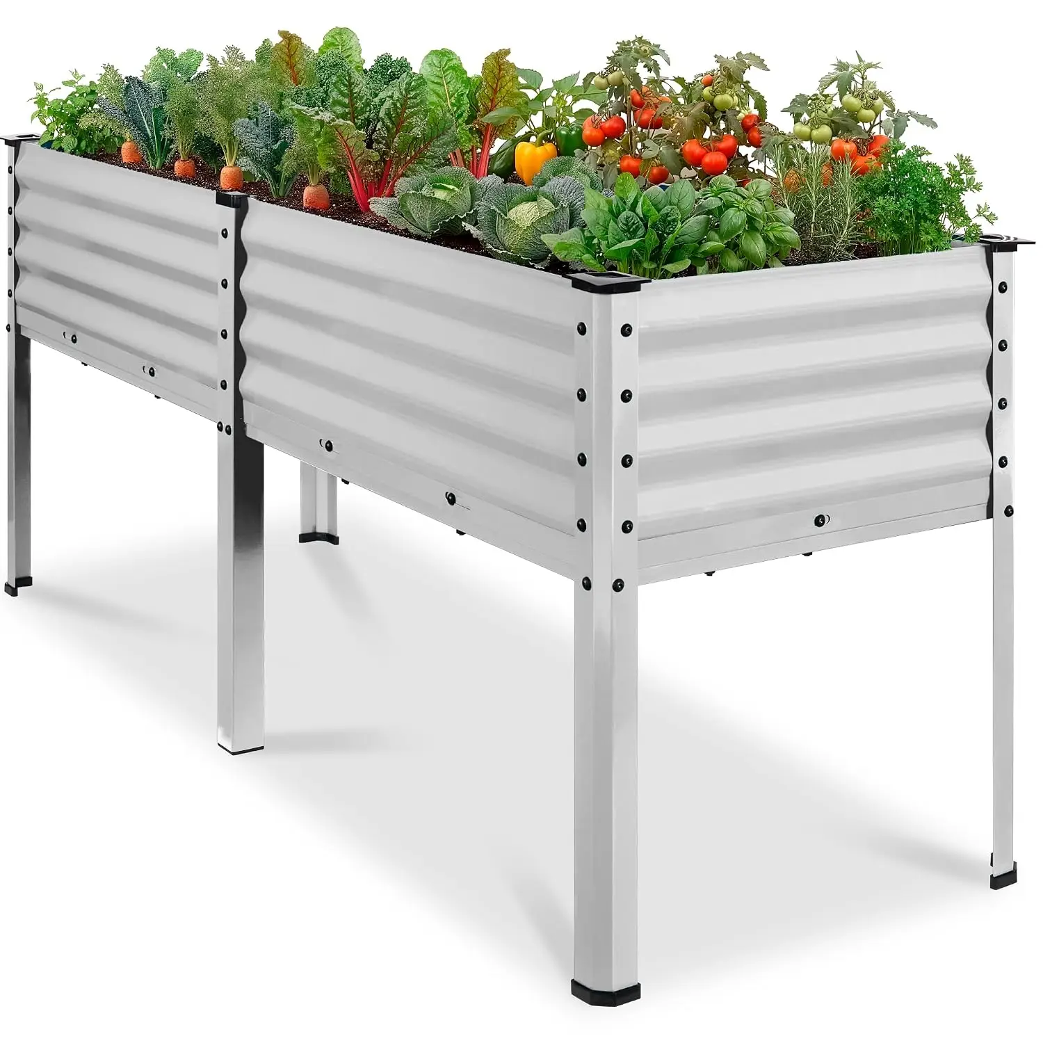 72x24x30in Non Toxic Galvanized Raised Garden Bed Metal Elevated Planter Box for Vegetable Growing, Customized