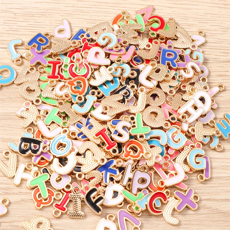 26 Stück zufällig gemischte Emaille-Alphabet-Anhänger A-Z für die Schmuckherstellung von Ohrringen, Halsketten, Armbändern und DIY-Zubehör. – Detail 6