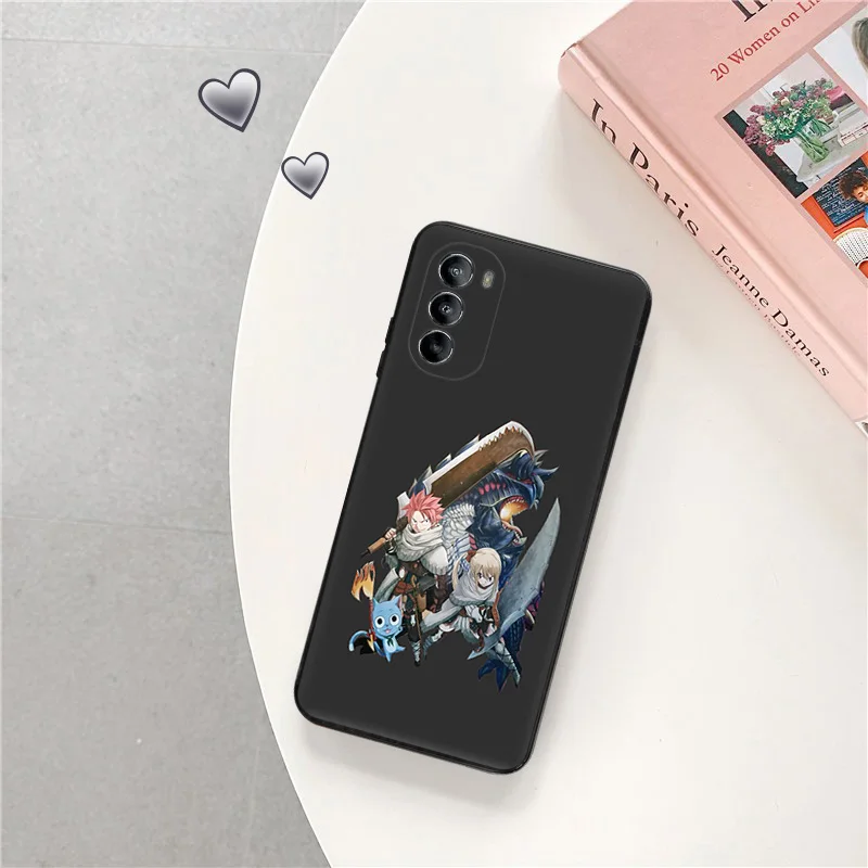 Silicone Black Phone Case for Moto G72 G53 G73 G9 G50 G51 G60 G71 5G G22 G32 G52 Fairy Tail Erza-Scarlet Edge 30 20 40 Pro Cover