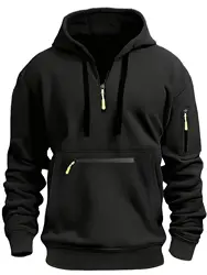 Men's hoodie with armor Men Sweatshirts Spring Thicker Pullover Half Zipper Pullover Male Hoody Sports Autumn Solid Color Coat