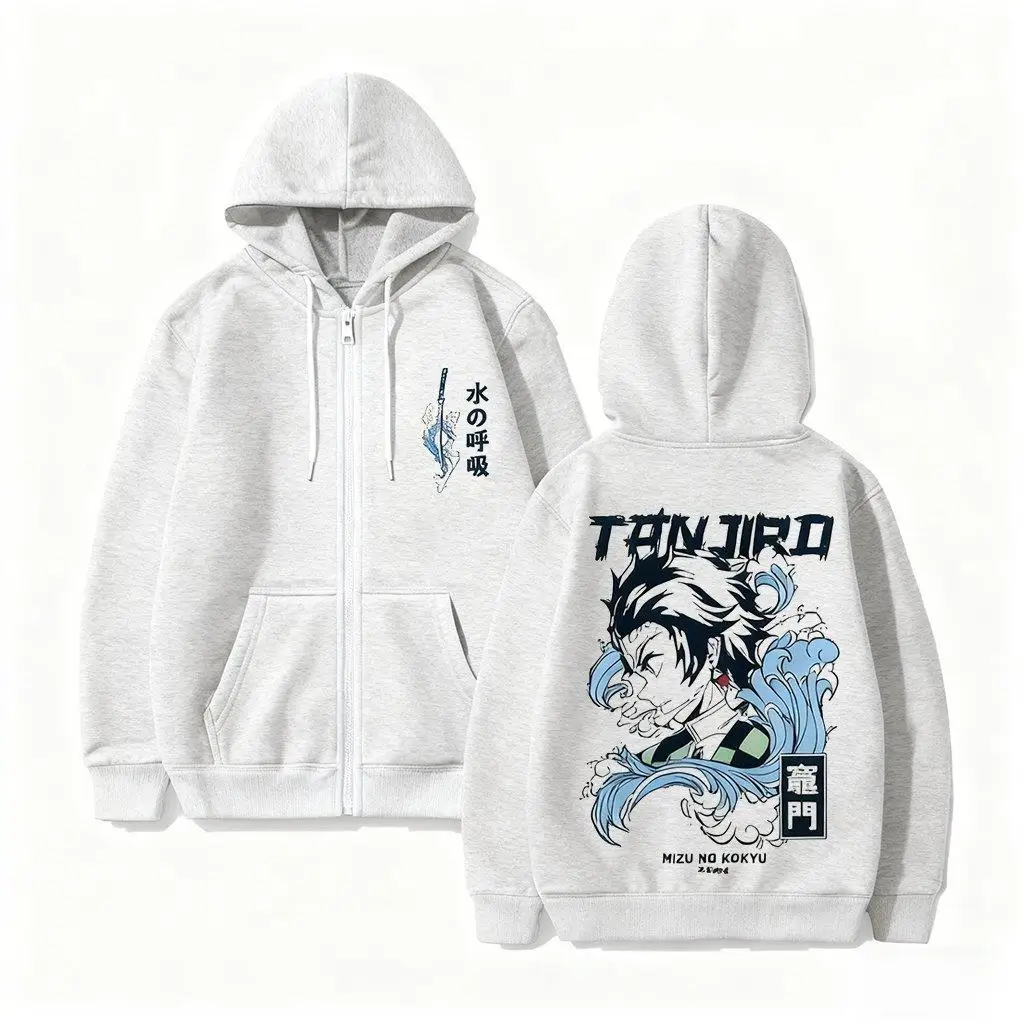

Kimetsu No Yaiba Tanjiro Zip Up Hoodie Anime Cosplay Hooded Sweatshirt Men Women Casual Streetwear 2026 Autumn Winter Jacket Y2k