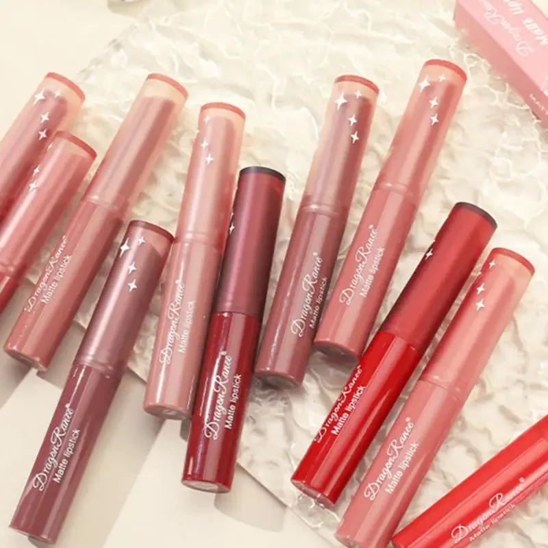 12 สี Matte ลิปสติก Nude Pink Matte Solid Lip GLOSS ยาวนาน Velve สีแดง Tinted Balm 24 ชั่วโมงกันน้ําแต่งหน้าลิปสติก