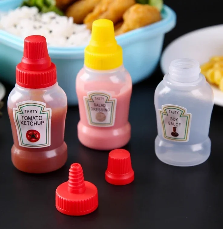 Mini Tomato Ketchup Bottle Portable Small Sauce Container Salad Dressing Pantry S For Bento Box Household Plastic Gravy Boat - view 2