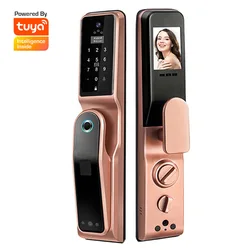 Wifi Video Smart Lock Digital Door Viewer Doorbell Active Face Fingerprint Unlock Tuya Remote Access Electronic Code Door Lock