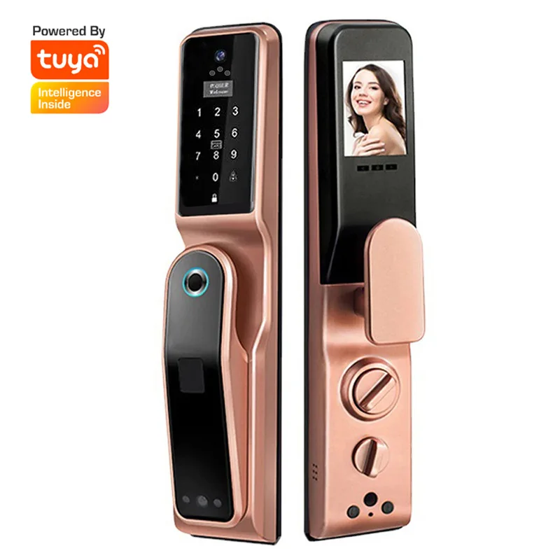 Wifi Video Smart Lock Digital Door Viewer Doorbell Active Face Fingerprint Unlock Tuya Remote Access Electronic Code Door Lock