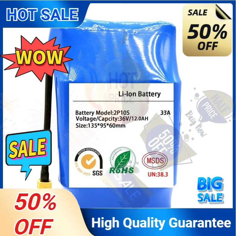 SWZY High Capacity 12000mAh Rechargeable Lithium Ion Battery for Electric Self Balancing Scooter HoverBoard Unicycle 36V Battery