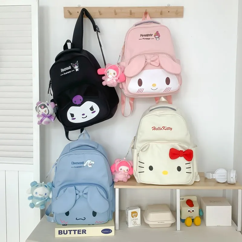 

Hello Kitty Kuromi Anime Kawaii Sanrio Sweet Ins Backpack Cute Cinnamoroll My Melody Large Capacity Campus Schoolbag Kids Gifts