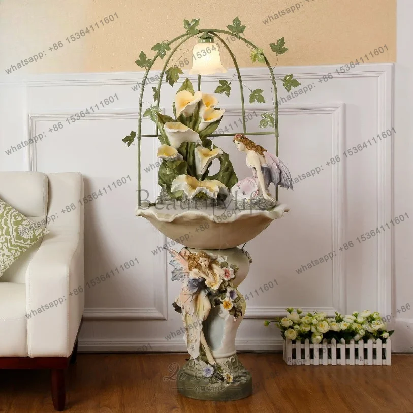 European floor-to-ceiling running water TV cabinet decoration ornament humidifier opening gift