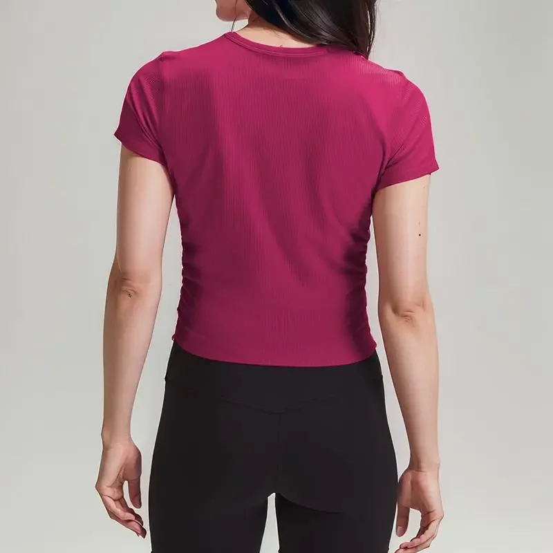 YOGA Naadloze shirts met korte mouwen voor dames Ademende hardlooptraining Tops Atletische Gym Yoga Basic T-shirts