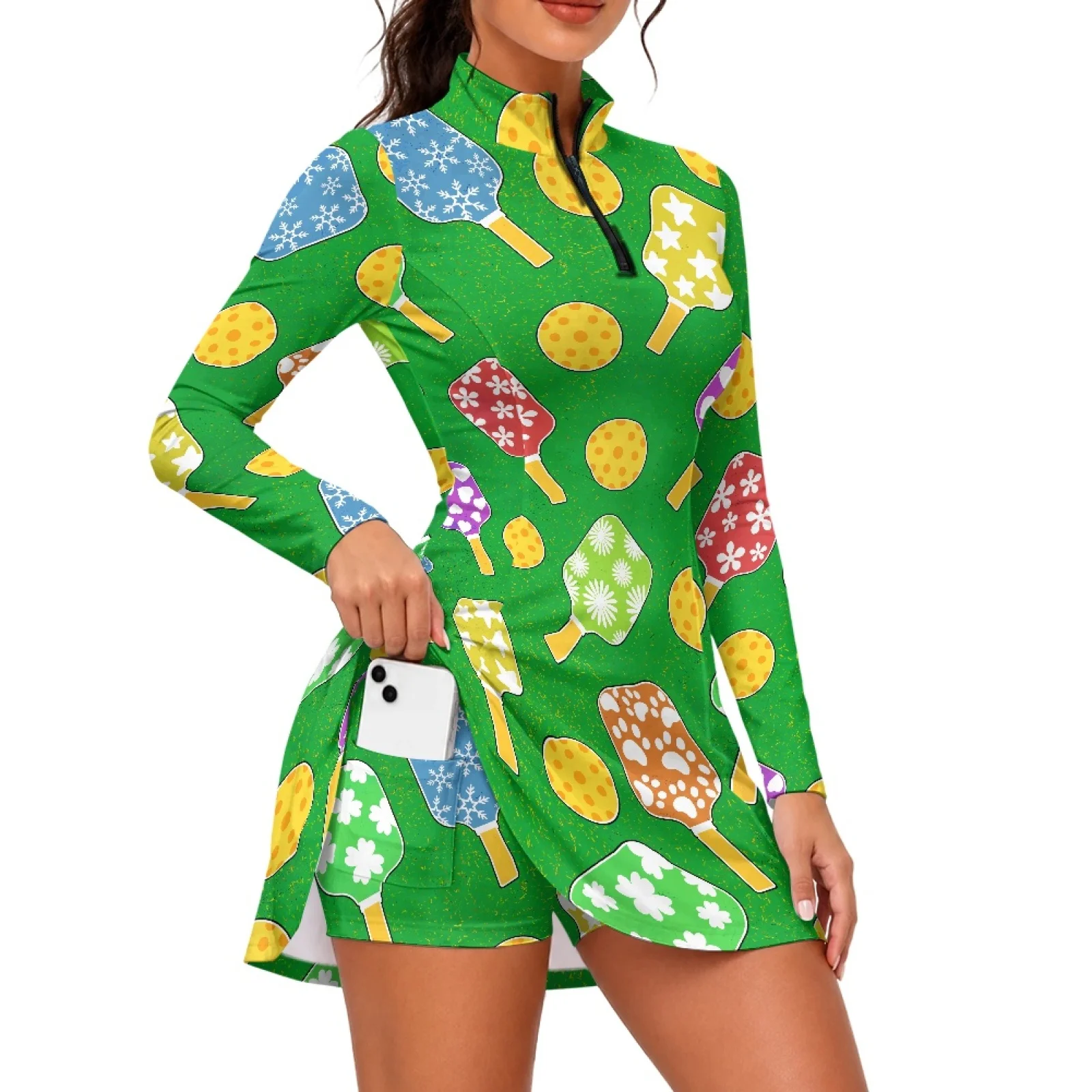 PENSTROLL Slim Fit Skort Dress for Tennis Casual Quick Dry Fabric Women's Tennis Dress Pickleball Paddle Print