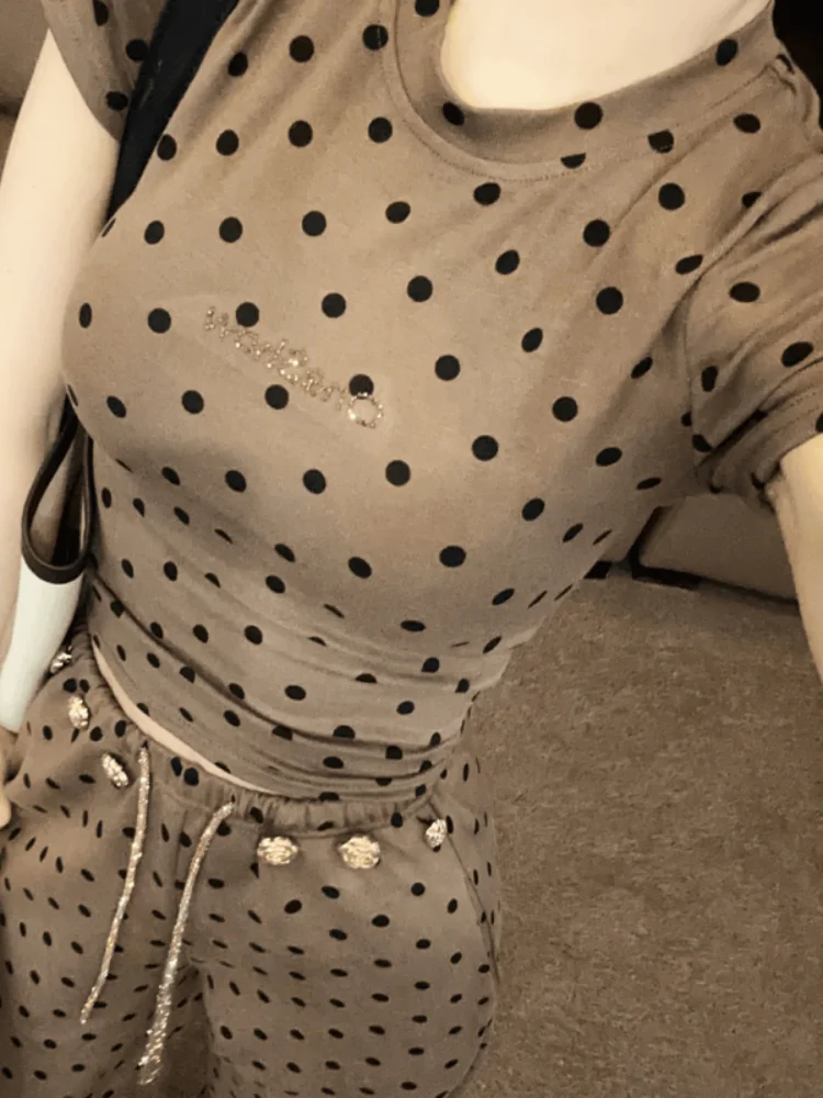 

Spring Fashion Set Women's Slim Fit Short Sleeve Top And Wide Leg Pants High Waist round Neck T-Shirt Casual Office Wear