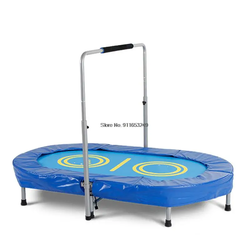 6399 Home Children's Trampoline With Armrest Height 5 Gears Adjustment Indoor Jumping Bouncing Bed Steel Pipe Frame Bounce Bed