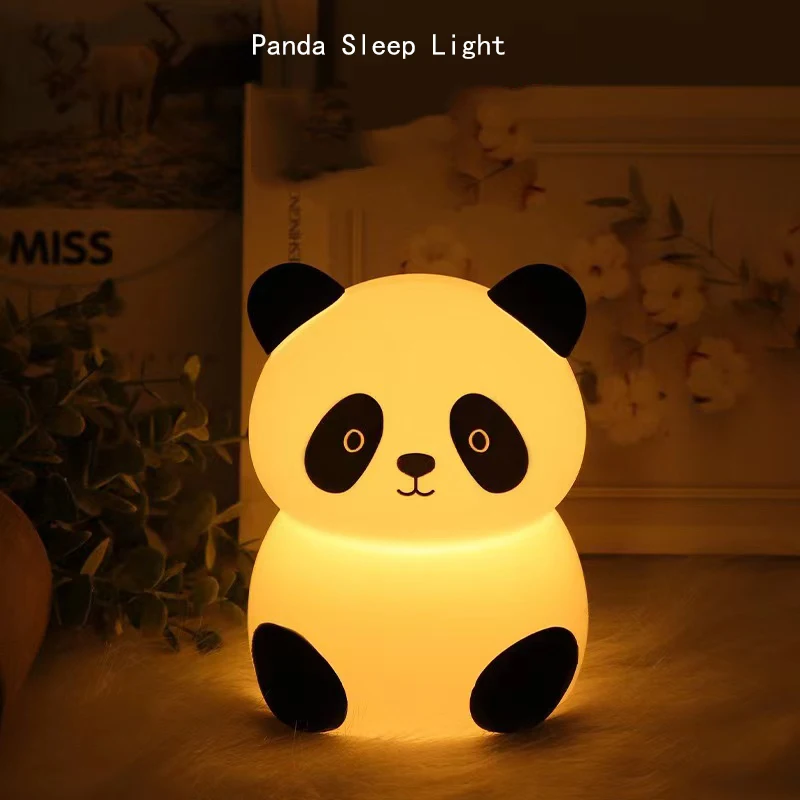 Panda Portable Night Light, Silicone Bedside Children's Sleeping Light, Valentine's Day Gift Rainbow Night Light