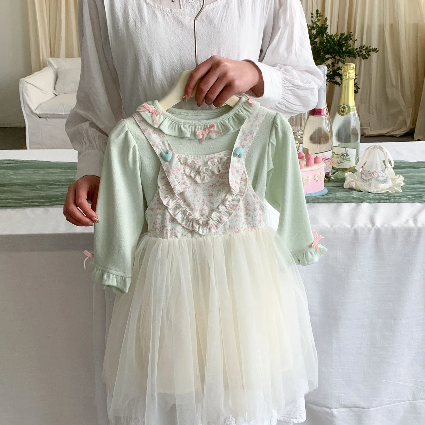 meninas-conjuntos-de-vestidos-de-princesa-remendo-arcos-manga-longa-camisa-inferior-verde-coracoes-de-impressao-floral-a-linha-vestido-de-malha-2-pecas-ternos