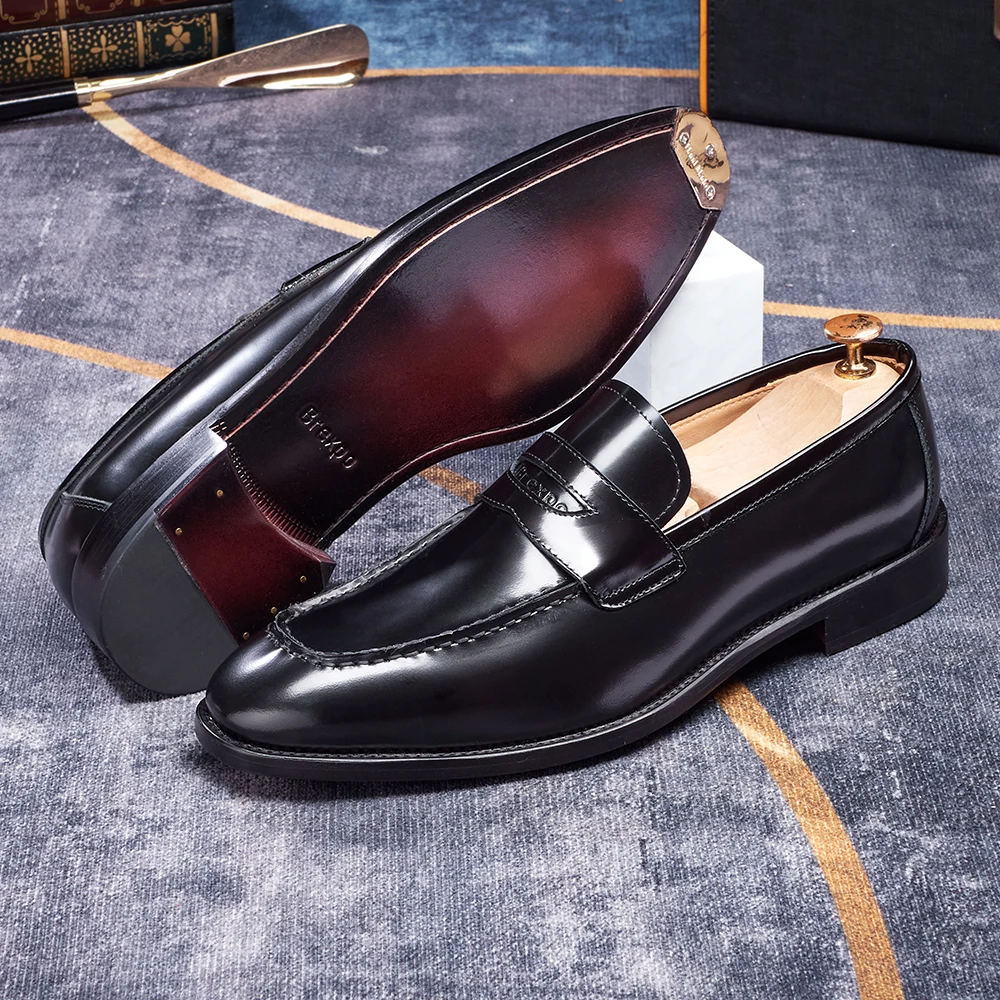 

High-End Series Hand-Sewn Men's Business Casual Leather Shoes All-Cowhide with Genuine Leather Soles for Office & Weddings