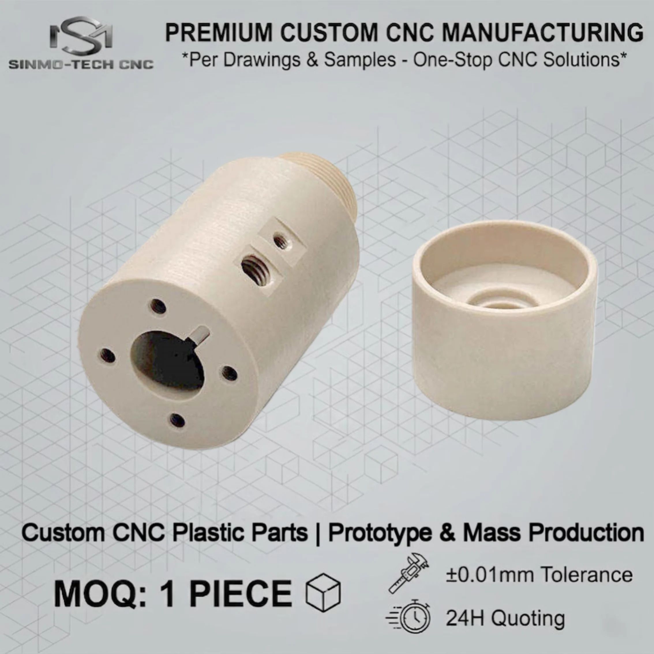 Precision CNC Turning Milling Service Custom PA66 MC Nylon UHMWPE POM Acetal Plastic Mechanical Components