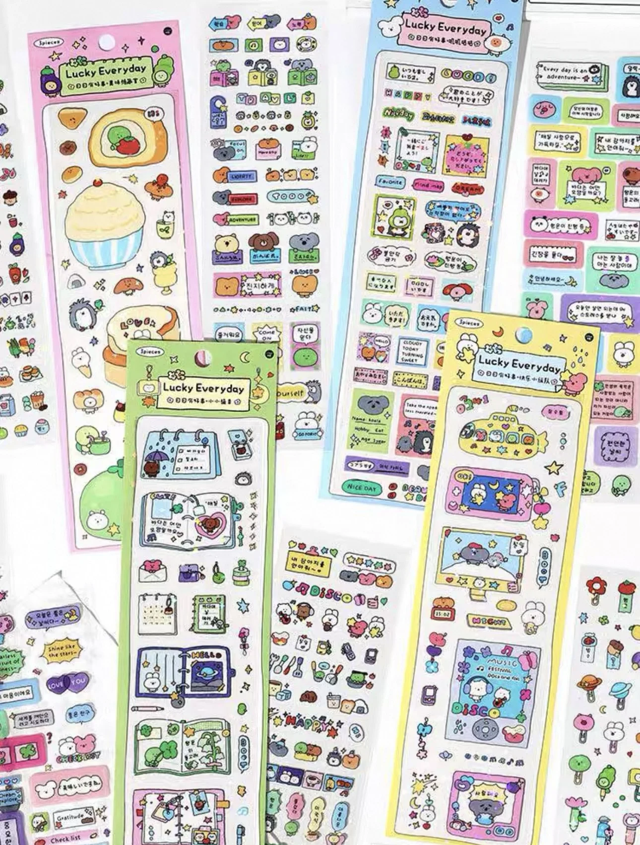

Good Things Every Day PET Star Sparkling Film Cute Cartoon Animal Deco Stickers Three Piece Long Strip Tape for Ins Inspired